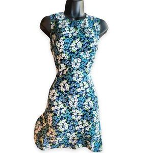 70s flower power minidress blue green white size small true vintage